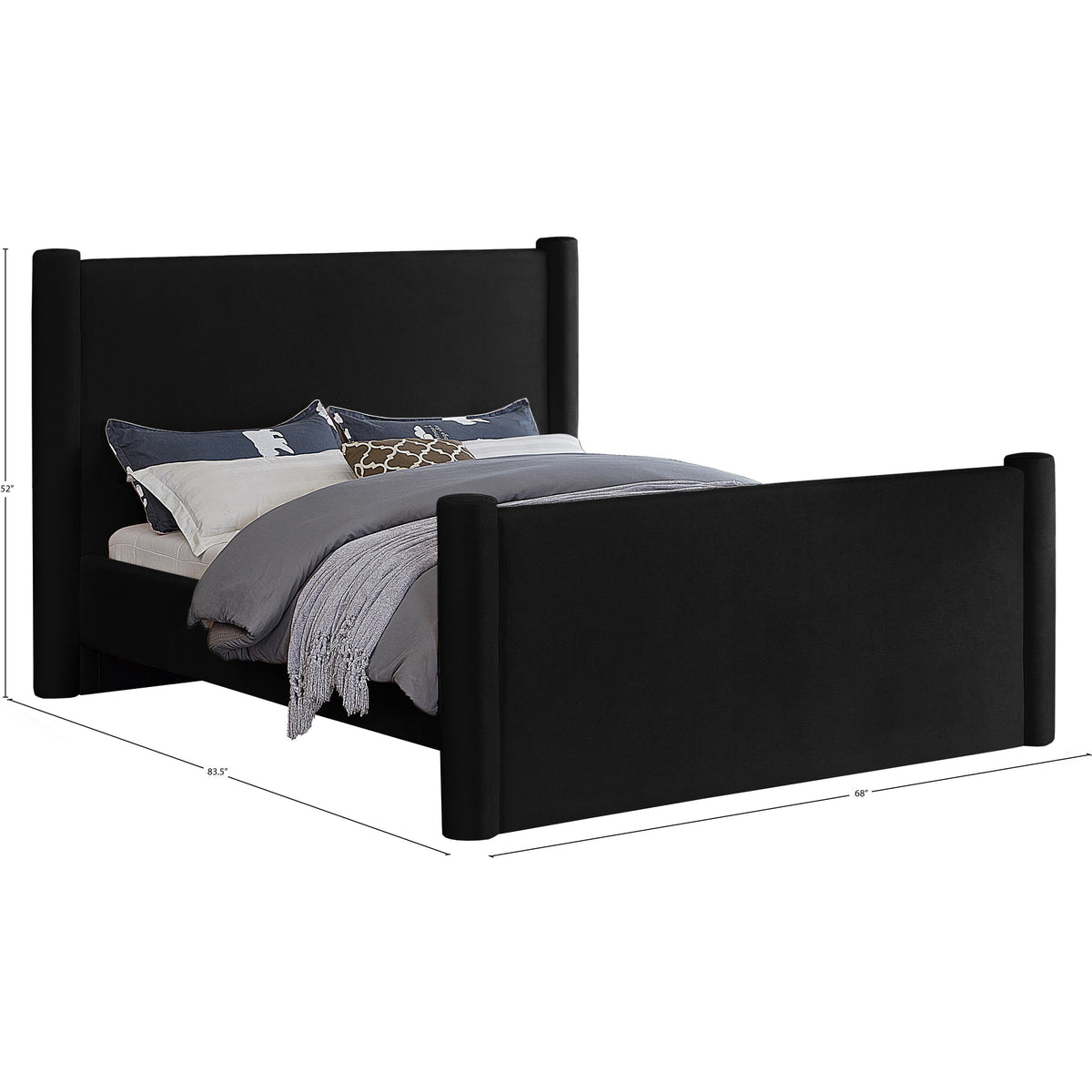 Meridian Elias Black Velvet Full Bed