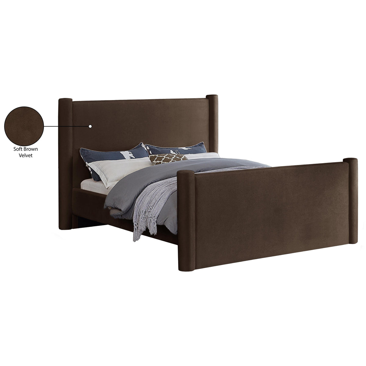 Meridian Elias Brown Velvet Full Bed