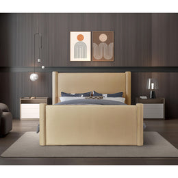 Meridian Elias Camel Velvet King Bed