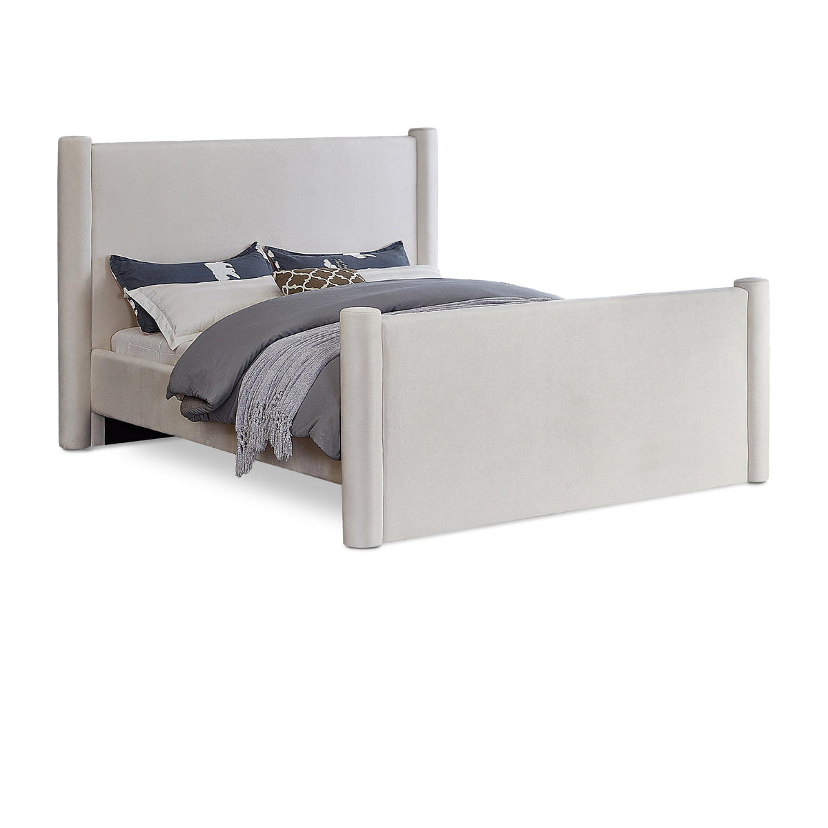Meridian Elias Cream Velvet Full Bed
