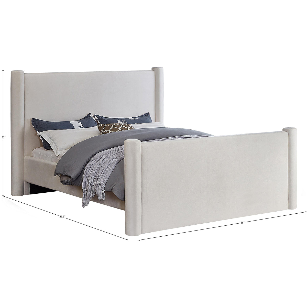 Meridian Elias Cream Velvet Full Bed