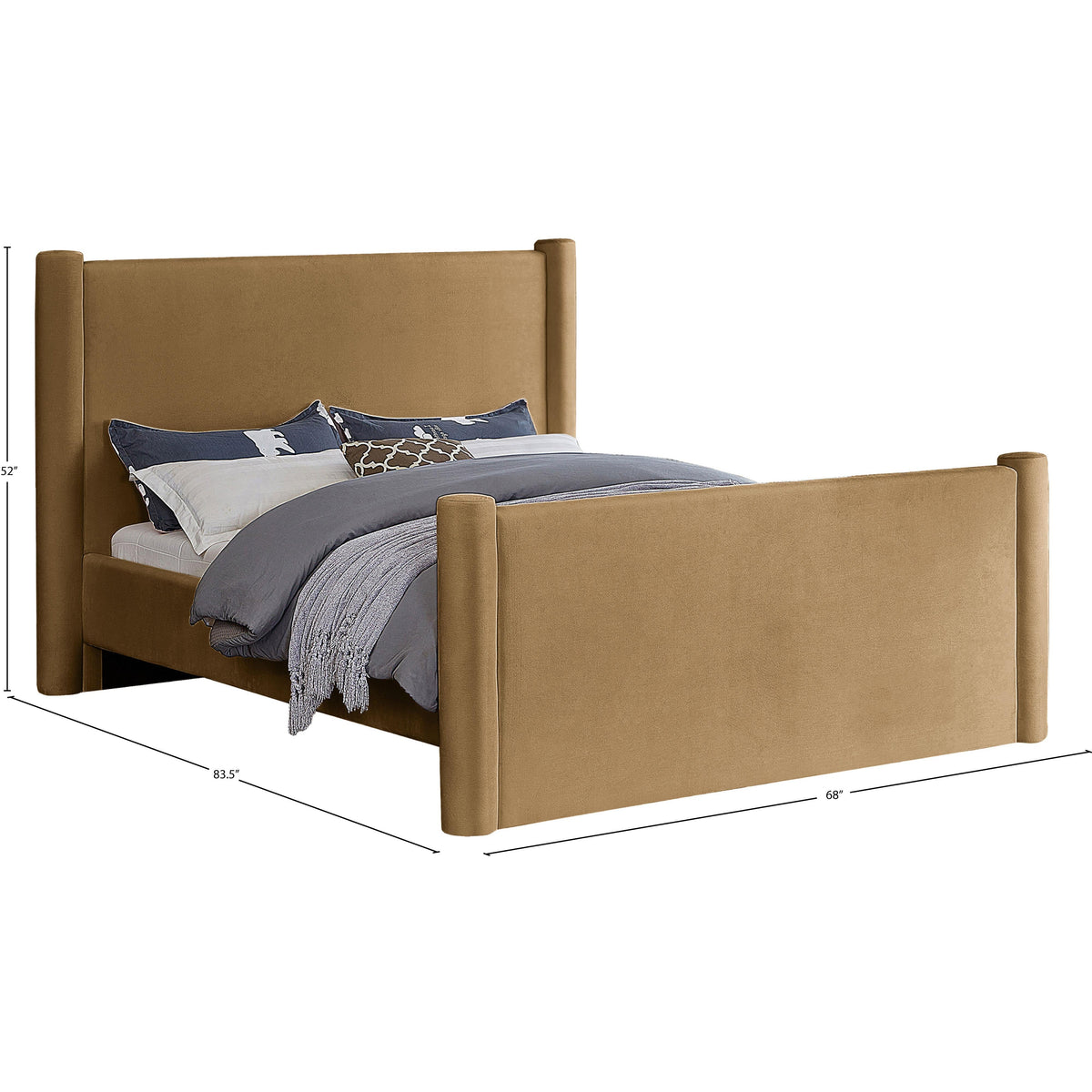 Meridian Elias Saddle Velvet Full Bed