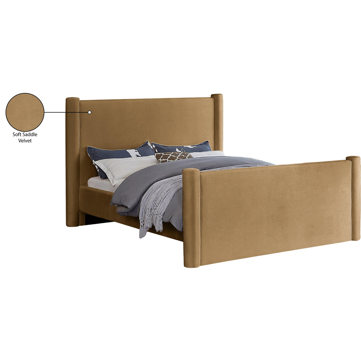 Meridian Elias Saddle Velvet King Bed