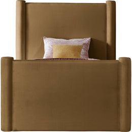 Meridian Elias Saddle Velvet Twin Bed