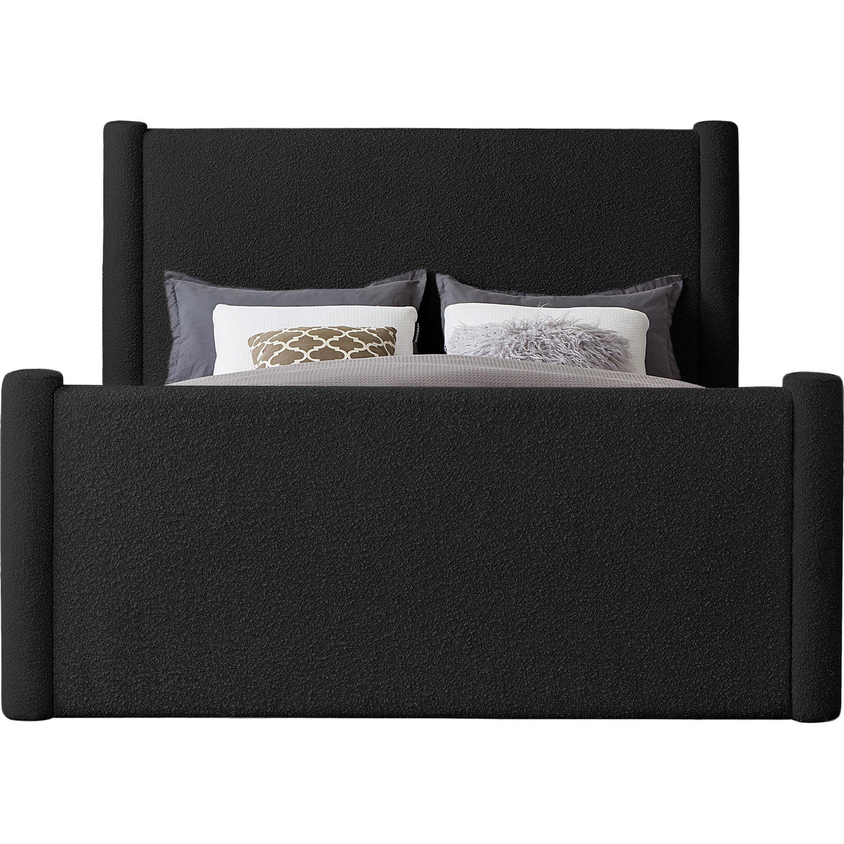 Meridian Elias Black Boucle Fabric Queen Bed