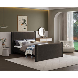 Meridian Elias Brown Boucle Fabric Full Bed