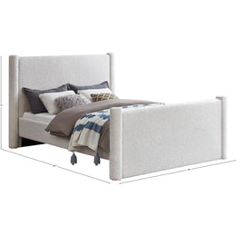 Meridian Elias Cream Boucle Fabric King Bed