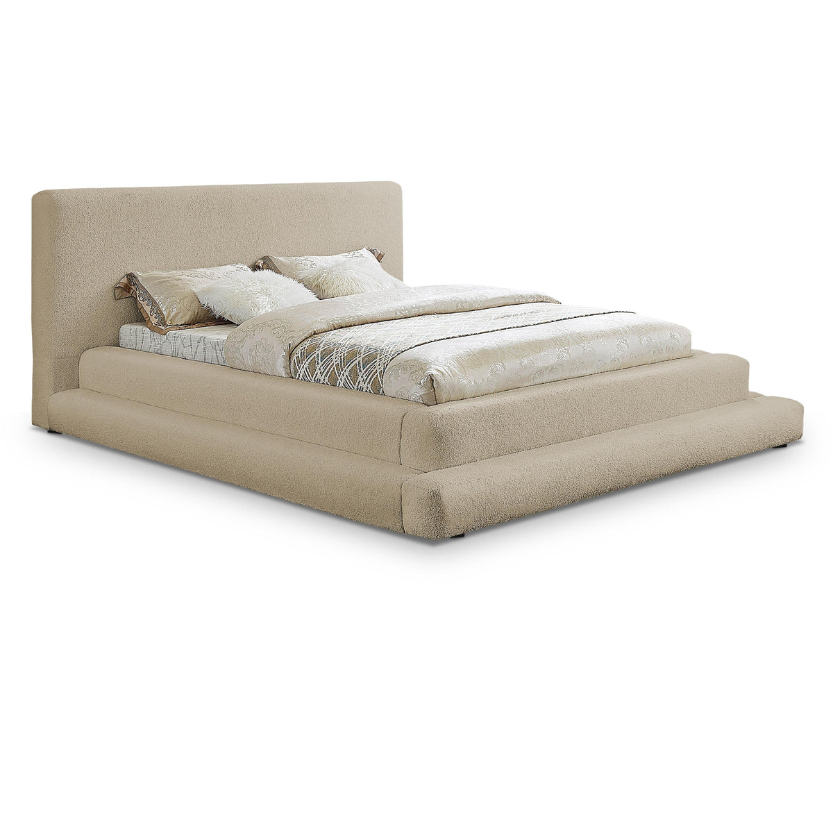 Meridian Dane Beige Teddy Fabric Full Bed (3 Boxes)