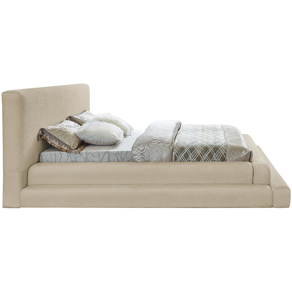 Meridian Dane Beige Teddy Fabric Full Bed (3 Boxes)