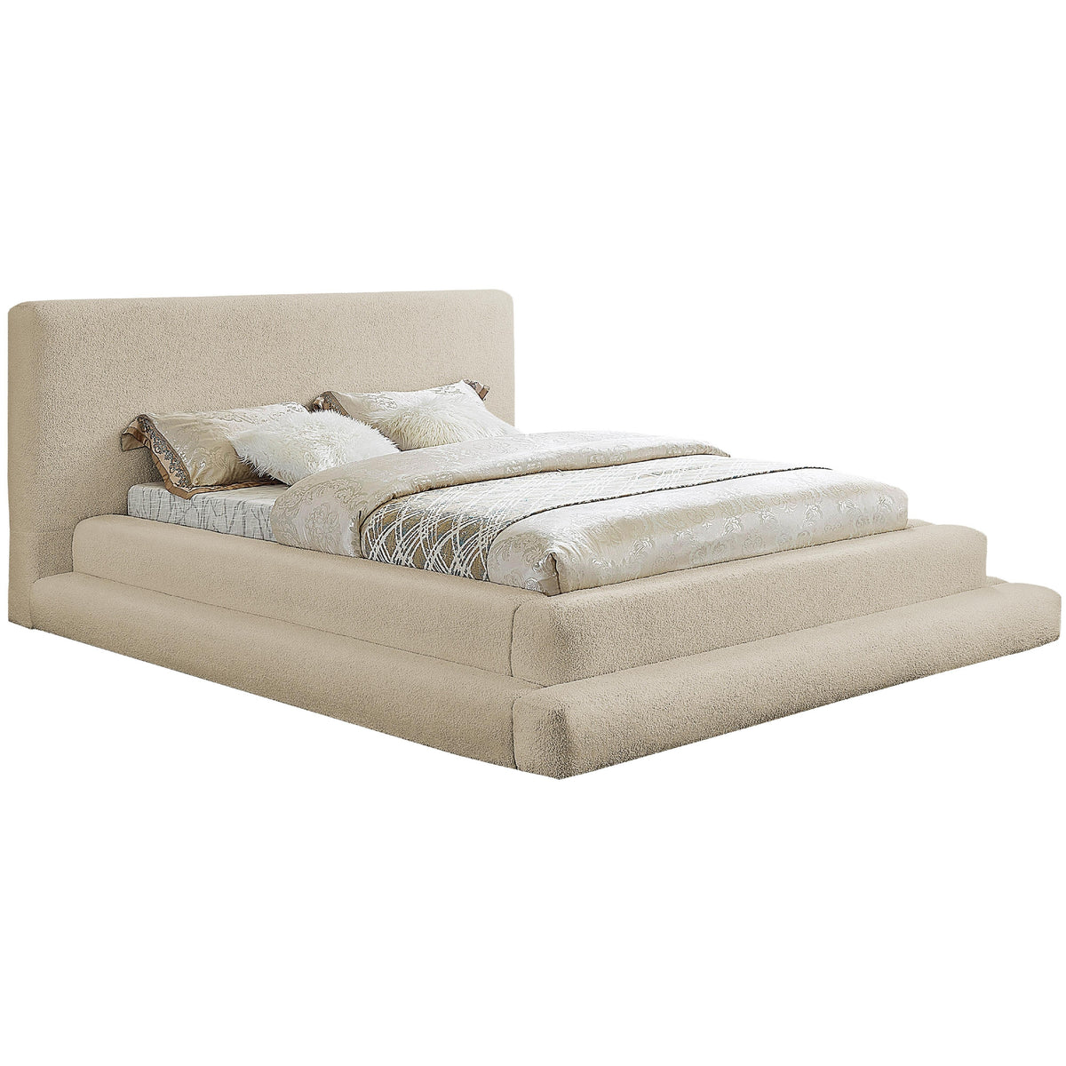 Meridian Dane Beige Teddy Fabric Full Bed (3 Boxes)