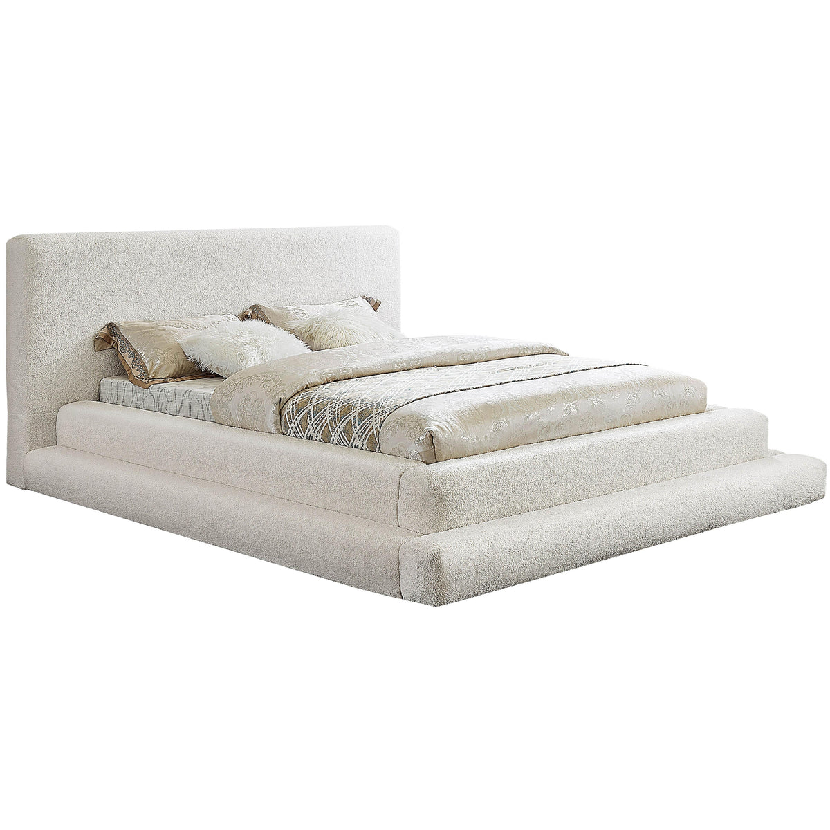 Meridian Dane Cream Teddy Fabric Full Bed (3 Boxes)