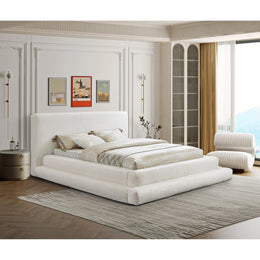 Meridian Dane Cream Teddy Fabric King Bed (3 Boxes)