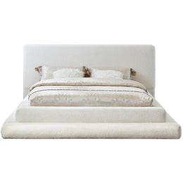Meridian Dane Cream Teddy Fabric Queen Bed (3 Boxes)