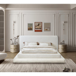Meridian Dane Cream Teddy Fabric Queen Bed (3 Boxes)