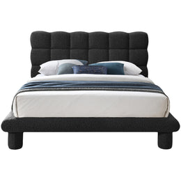 Meridian Deco Black Boucle Fabric Queen Bed (3 Boxes)