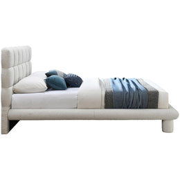 Meridian Deco Cream Boucle Fabric Queen Bed (3 Boxes)