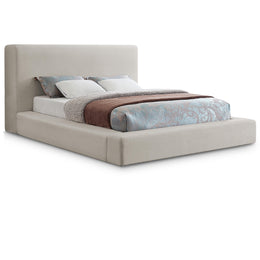 Meridian Devin Beige Linen Textured Fabric Full Bed