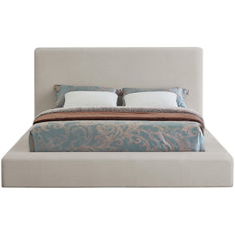 Meridian Devin Beige Linen Textured Fabric King Bed