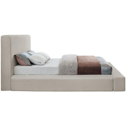 Meridian Devin Beige Linen Textured Fabric King Bed