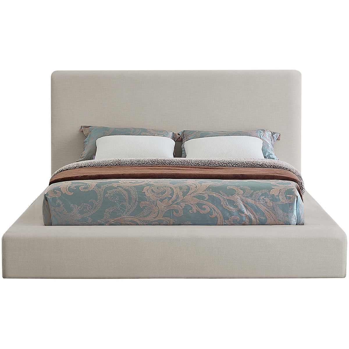 Meridian Devin Cream Linen Textured Fabric King Bed