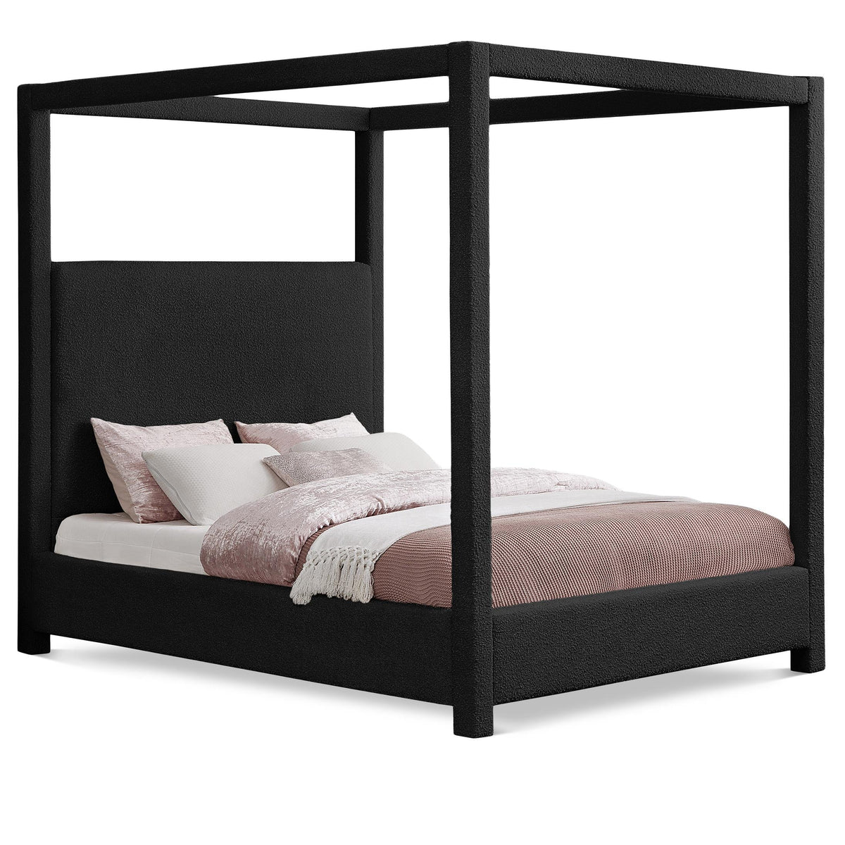 Meridian Eden Black Boucle Fabric King Bed (3 Boxes)