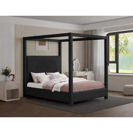 Meridian Eden Black Boucle Fabric Queen Bed (3 Boxes)