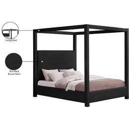 Meridian Eden Black Boucle Fabric Queen Bed (3 Boxes)