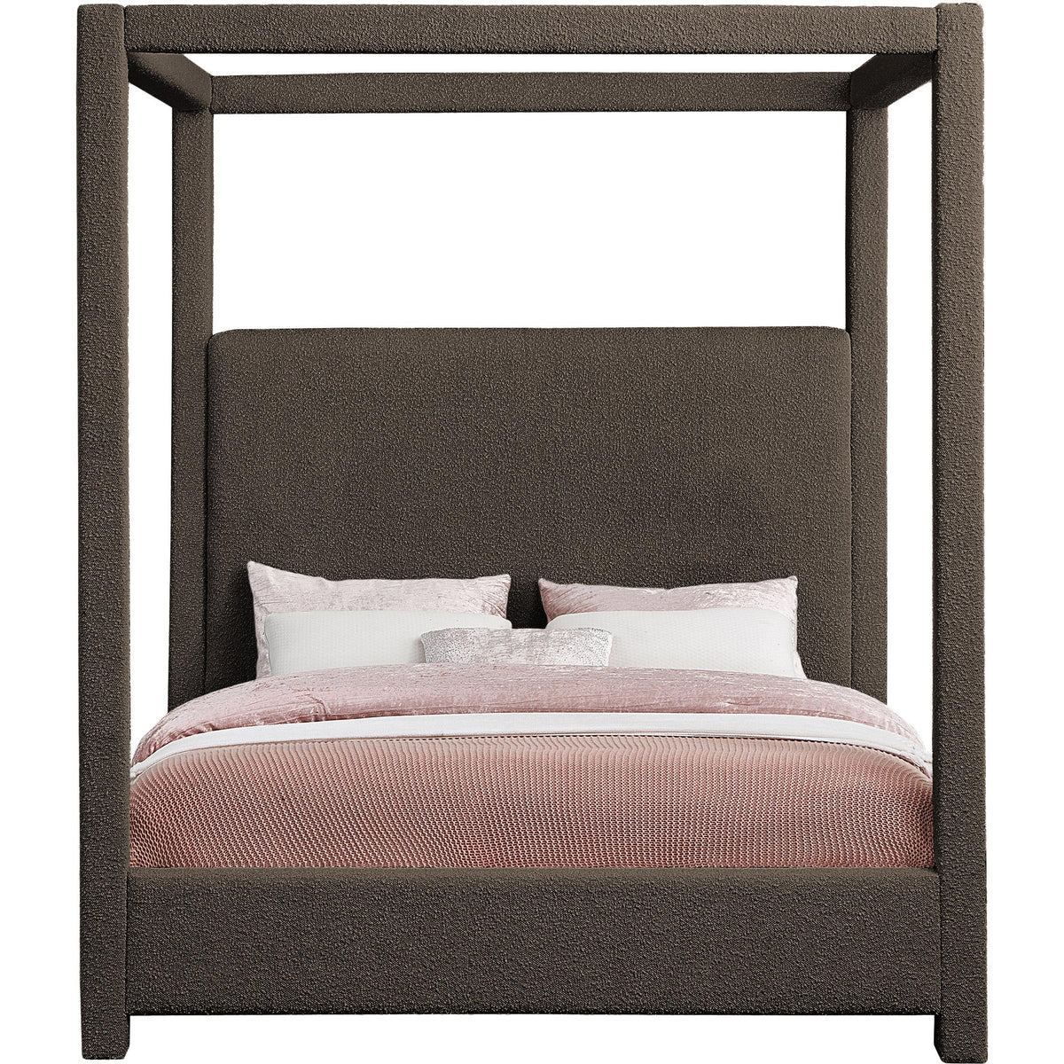 Meridian Eden Brown Boucle Fabric Queen Bed (3 Boxes)