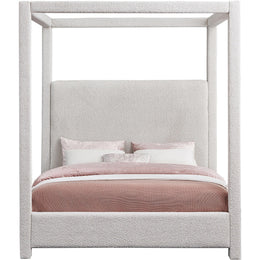 Meridian Eden Cream Boucle Fabric Queen Bed (3 Boxes)