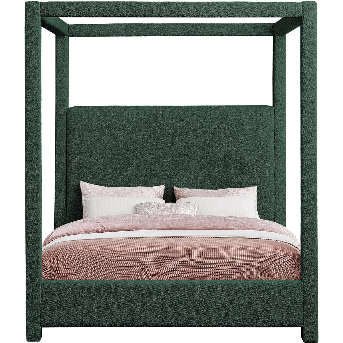 Meridian Eden Green Boucle Fabric King Bed (3 Boxes)