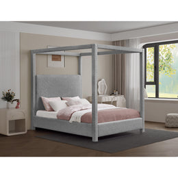 Meridian Eden Grey Boucle Fabric Queen Bed (3 Boxes)