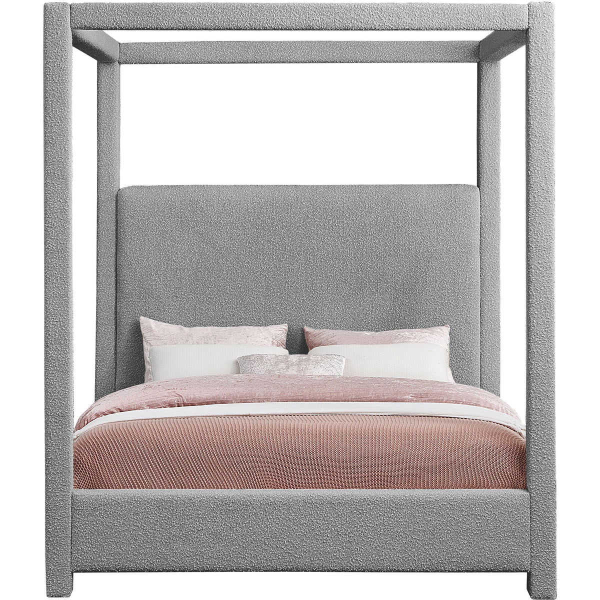 Meridian Eden Grey Boucle Fabric Queen Bed (3 Boxes)