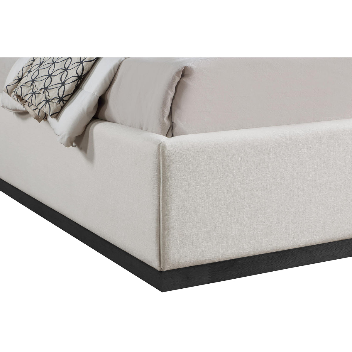 Meridian Flynn Beige Linen Textured Fabric Queen Bed