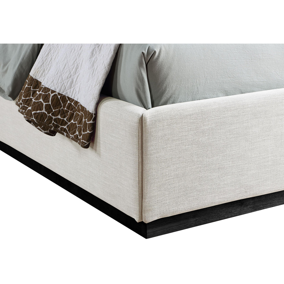 Meridian Flynn Beige Linen Textured Fabric Twin Bed