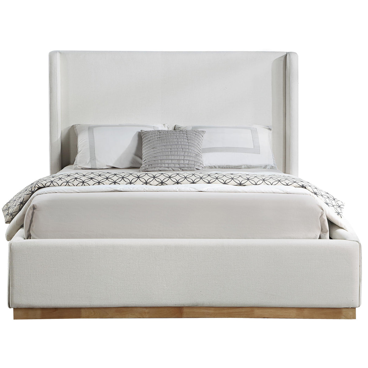 Meridian Flynn Cream Linen Textured Fabric King Bed