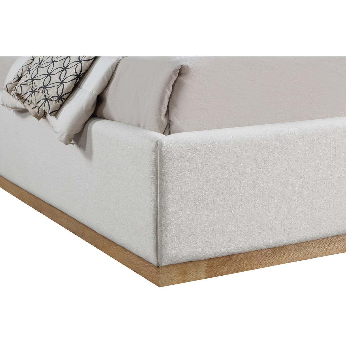 Meridian Flynn Cream Linen Textured Fabric King Bed