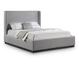 Meridian Flynn Grey Linen Textured Fabric King Bed