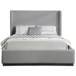 Meridian Flynn Grey Linen Textured Fabric King Bed