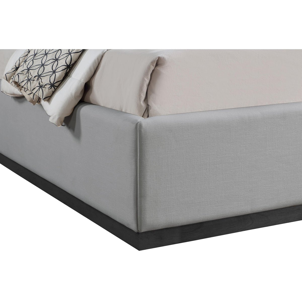 Meridian Flynn Grey Linen Textured Fabric King Bed