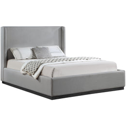 Meridian Flynn Grey Linen Textured Fabric King Bed