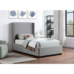 Meridian Flynn Grey Linen Textured Fabric Twin Bed