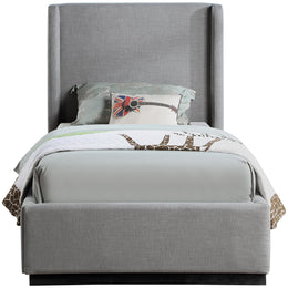 Meridian Flynn Grey Linen Textured Fabric Twin Bed
