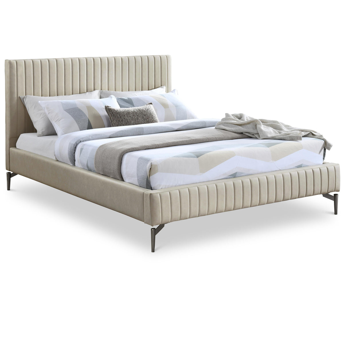 Meridian Gallo Beige Vegan Leather Full Bed
