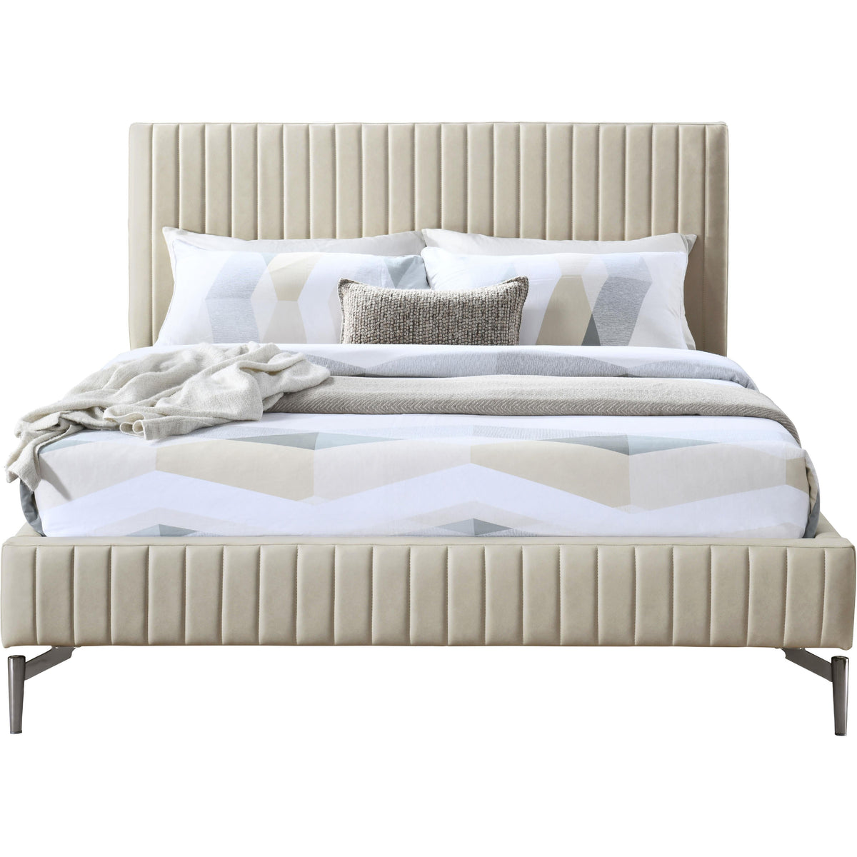 Meridian Gallo Beige Vegan Leather Full Bed