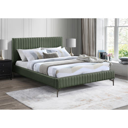 Meridian Gallo Green Vegan Leather Queen Bed