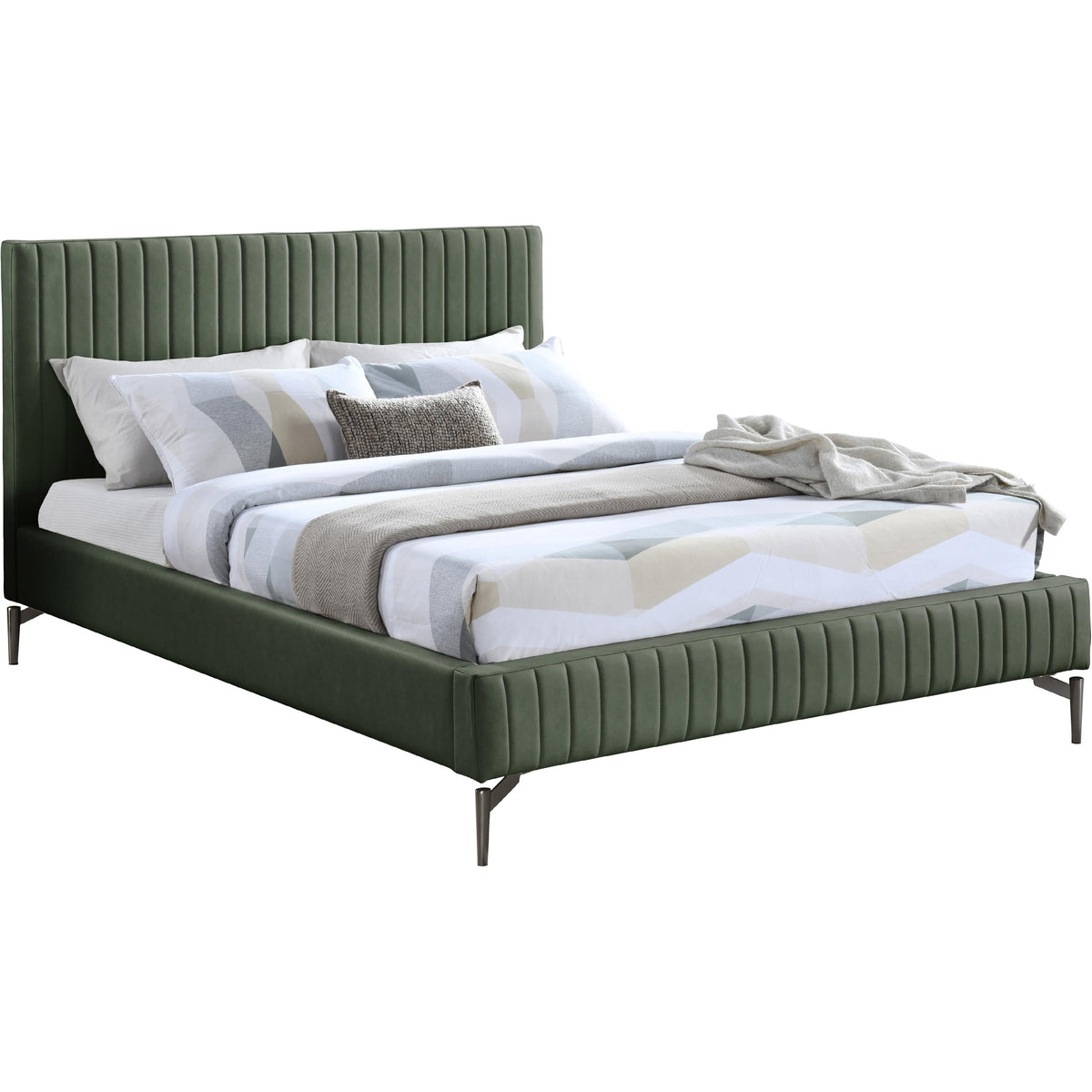 Meridian Gallo Green Vegan Leather Queen Bed