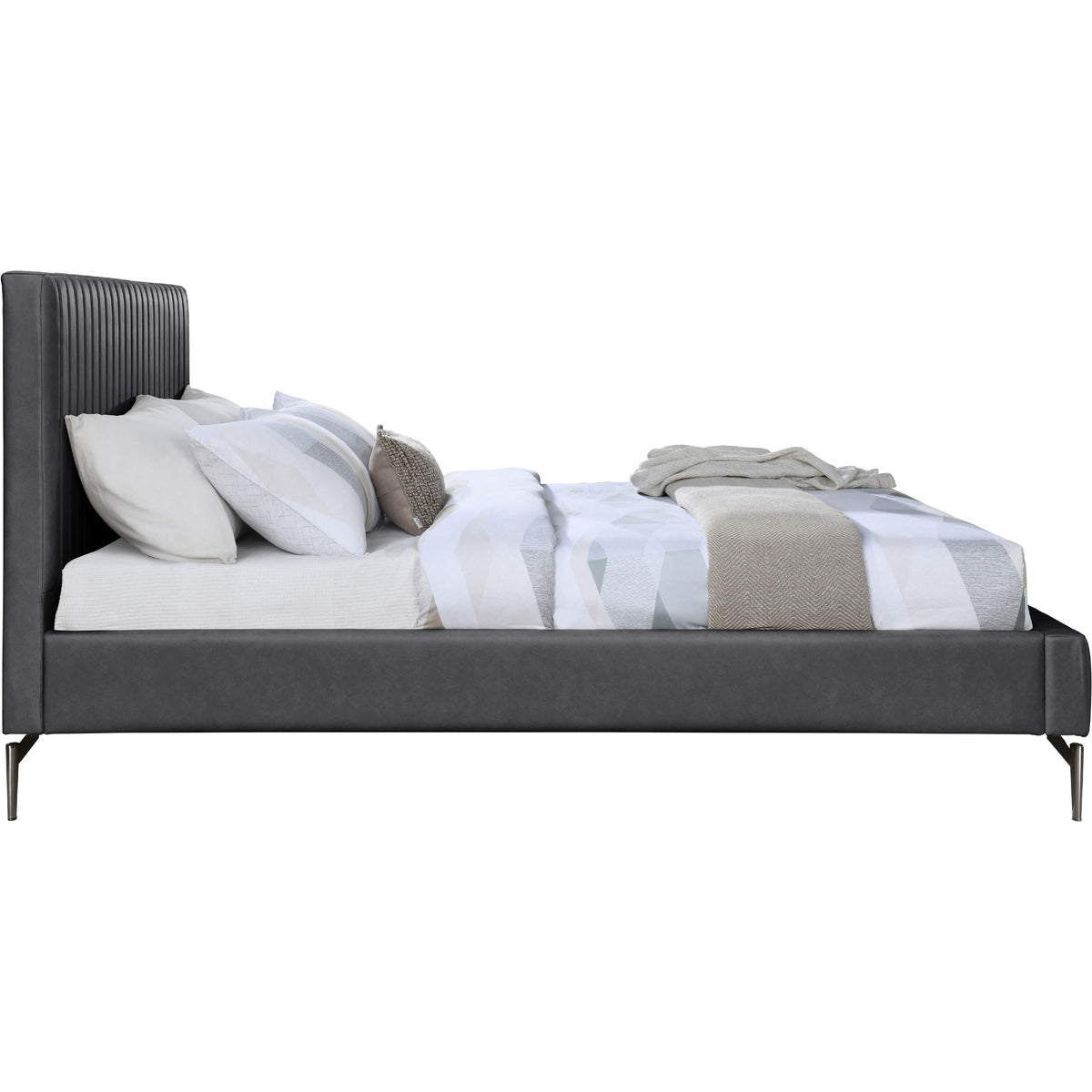 Meridian Gallo Dark Grey Vegan Leather Full Bed