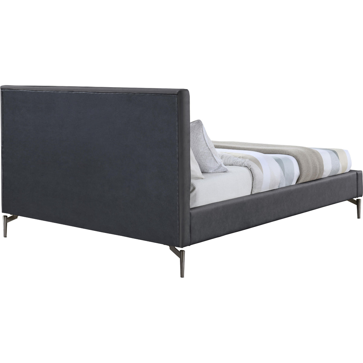 Meridian Gallo Dark Grey Vegan Leather Full Bed