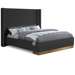 Meridian Halton Black Boucle Fabric King Bed (3 Boxes)