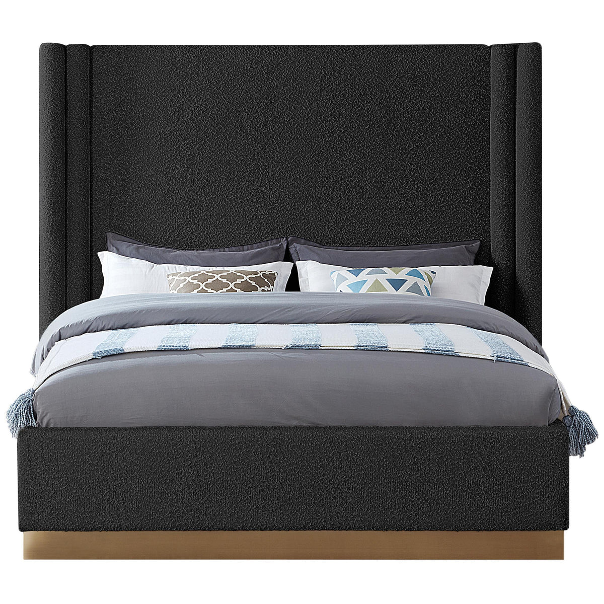 Meridian Halton Black Boucle Fabric King Bed (3 Boxes)